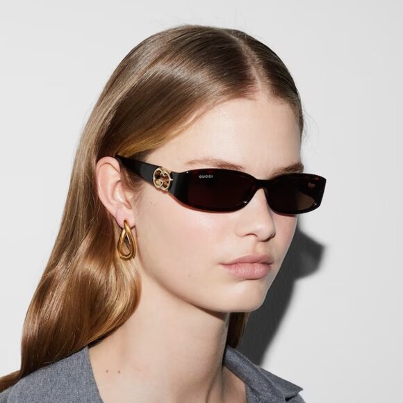 Gucci Women Sunglasses Dark Havana Brown Rectangle GG1661S 002 BRAND NEW - Picture 9 of 9